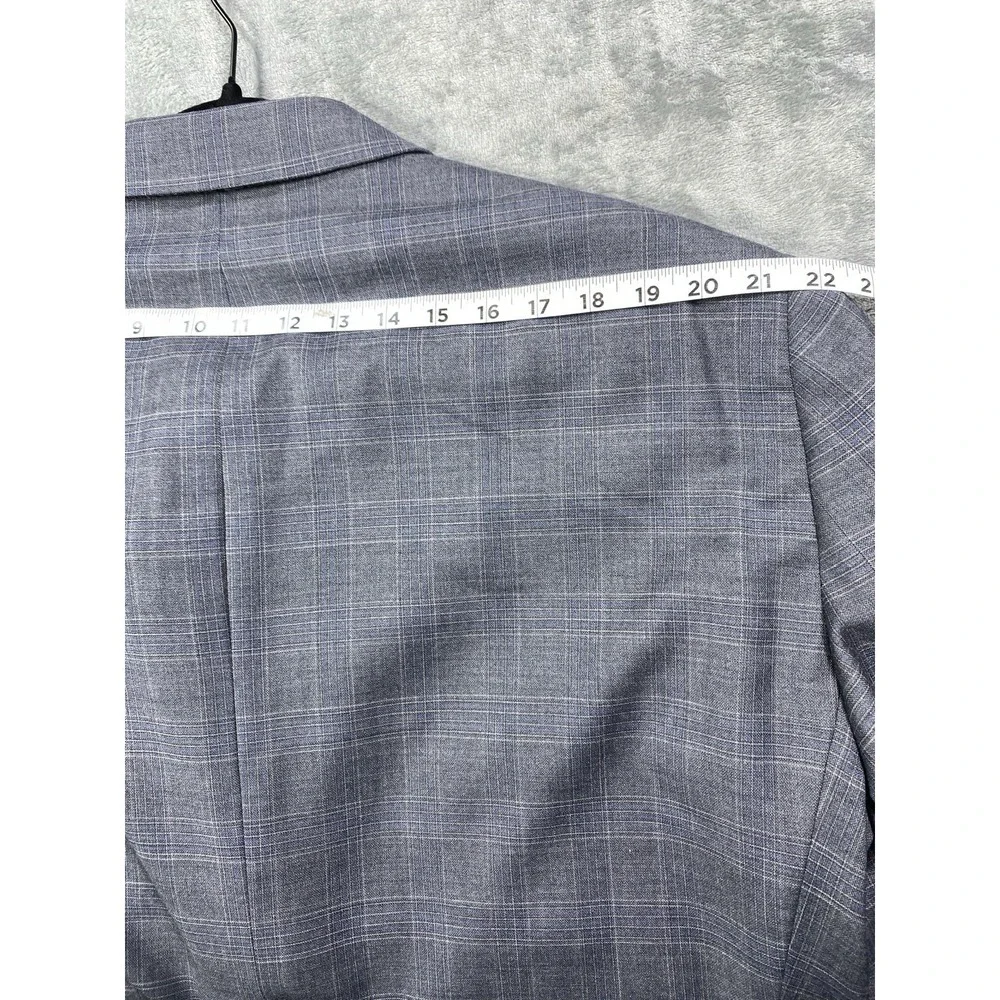 VTG Hart Schaffner Marx Sport Coat Sz 54L Blue Windowpane Wool Blazer Jacket NOS